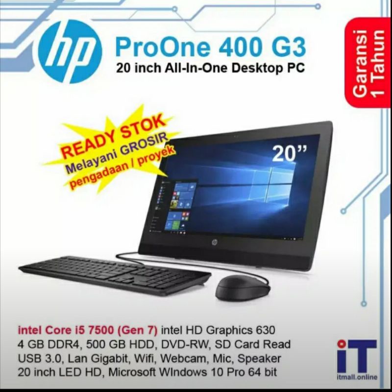 PC All-In -One Hp Core i5 7500 4gb 500Gb Garansi 1Tahun