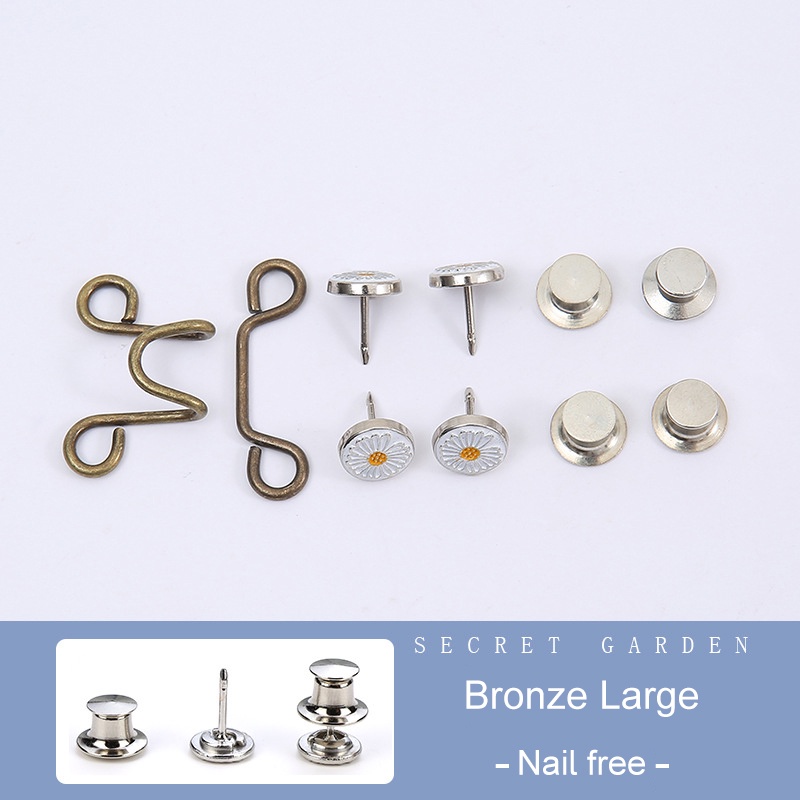 Kancing Jeans Logam Simple Adjustable Kancing Pengait Celana Panjang Jeans Denim Desain Bunga Daisy Warna Putih Kait Pengecil Lingkar Pinggang Celana Jeans Model Bisa Dilepas-Daisy-tembaga-l