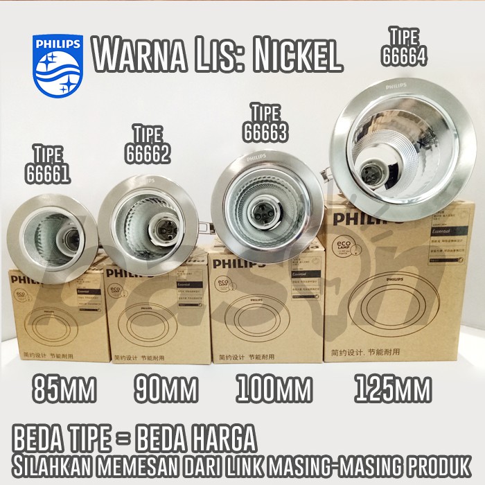 PHILIPS 66664 Nickel | Rumah Lampu 4&quot; Downlight Recessed E27