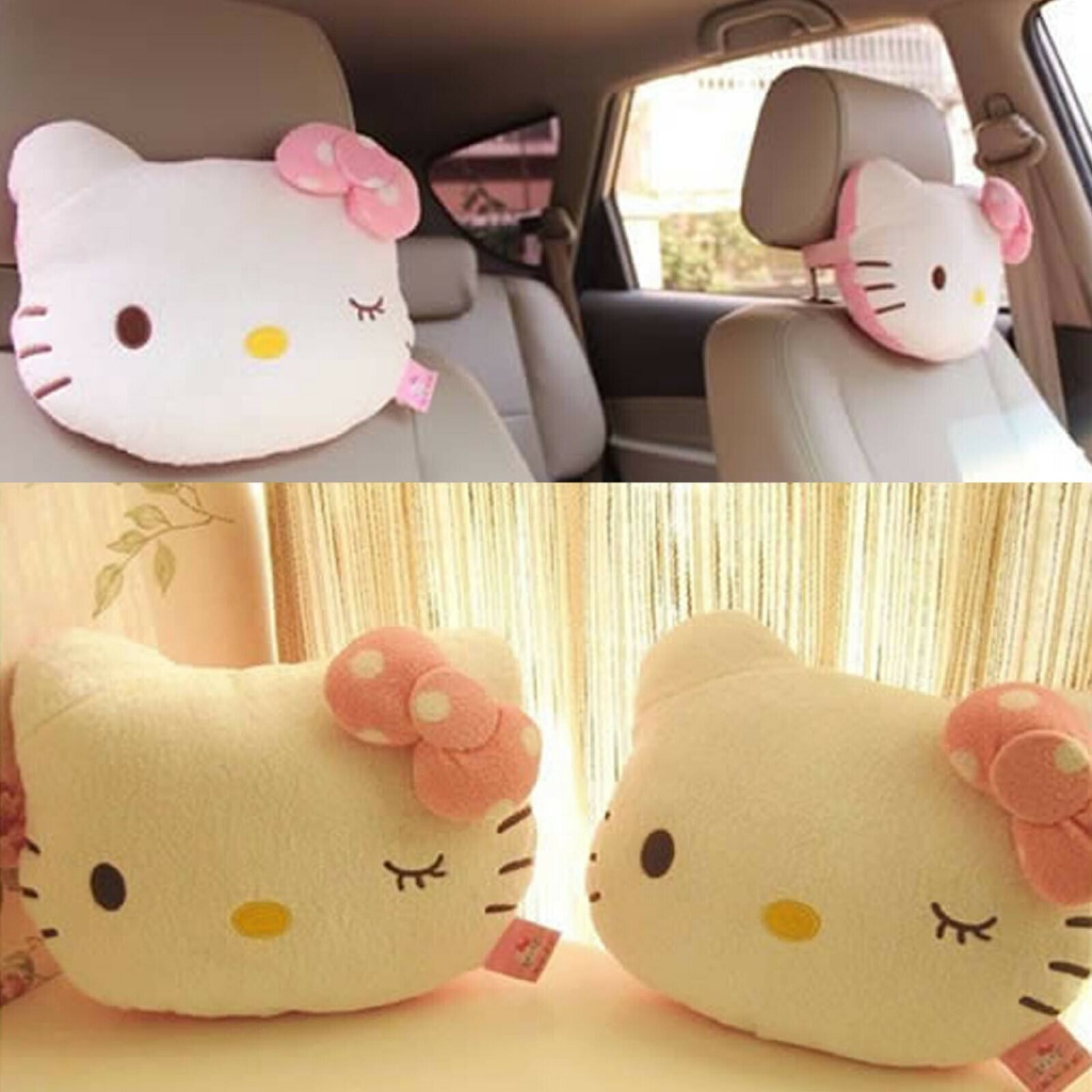 1pc Bantal Leher Motif Hello Kitty Bahan Katun