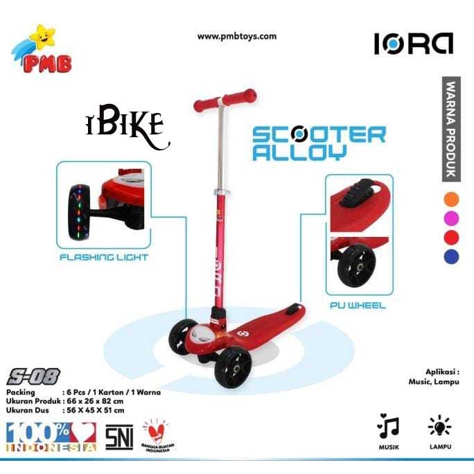 Scooter IORA S-08 Alloy PMB Skuter Otoped Anak S08 scooter anak dan dewasa termurah