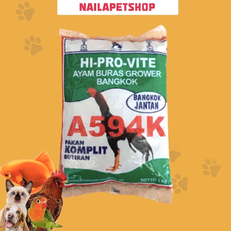 PAKAN AYAM ADUAN 594 / PUR HI PRO VITE / KEMASAN 1KG