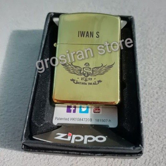 zippo Batara TNI Al gold custom logo ukir grafir nama kado korek