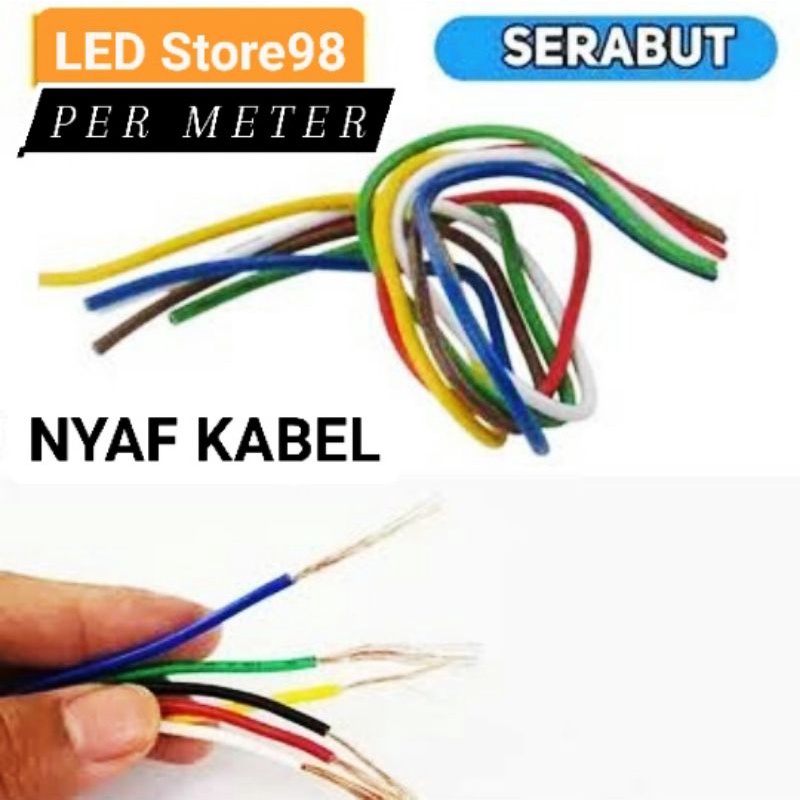 KABEL SERABUT TUNGGAL 0,75/ 1,5/2,5 mm TEMBAGA MURNI PER METER