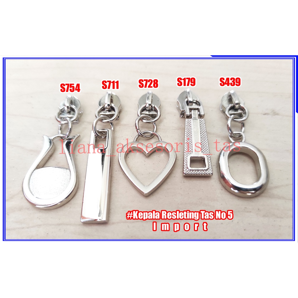 AKSESORIS TAS CEWEK KEPALA RITSLETING - KEPALA SLETING TAS - KEPALA RESLETING TAS NO 5 IMPOR (1 PCS)