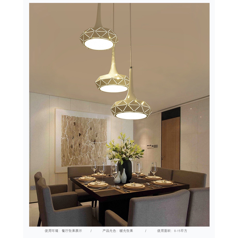 LED Restaurant Cahaya Tiga Head Kepribadian Kreatif Bar Dining Table Dining Table Pendant Lamp Seder Shopee Indonesia