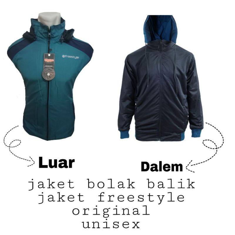 Jaket bolak balik freestyle original anti air unisex