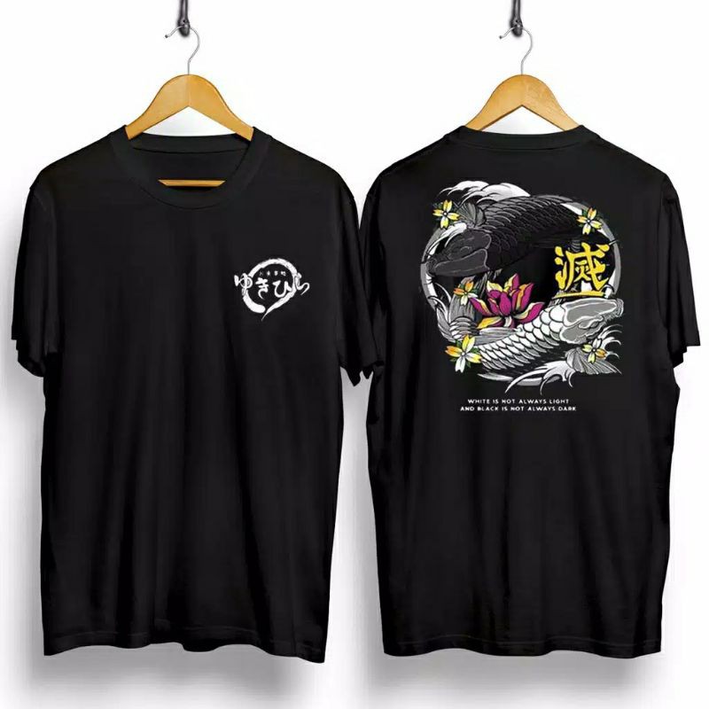 Fourfashion Kaos Pria Kaos Distro KOI YIN YANG Black FN276