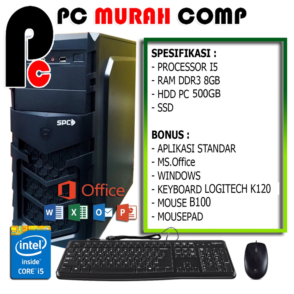 PC KOMPUTER RAKITAN OFFICE / KANTOR CORE I5 LENGKAP