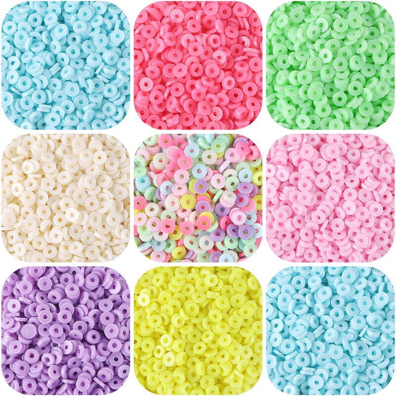 30g / Kantong 800pcs Manik-Manik Bulat Flat Polymer Resin Ukuran 6mm Untuk Membuat Perhiasan Handmade Diy