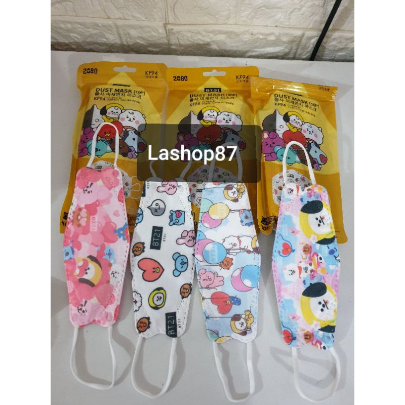 Masker Kf94 BT21 anak masker BT21 ISI 10