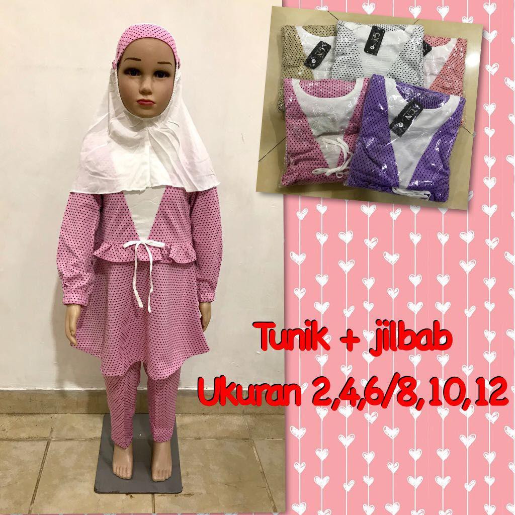 baju anak setelan atasan + bawahan / fashion anak / atasan anak perempuan jilbab 15034