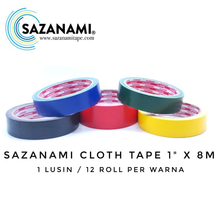  1  Lusin  Lakban  Kain hitam  Warna 1  Inch x 10Y Sazanami 