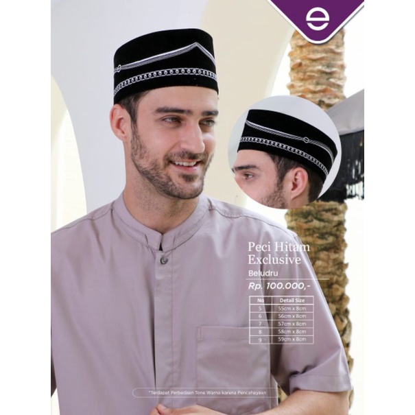 Peci Premium Hitam Polosby Ethica|Peci Hitam|Peci Hitam Exclusive|Peci Hitam Bordir|Peci Bordir Puti