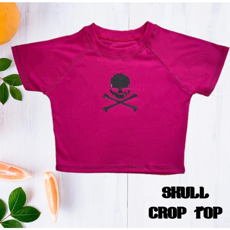 BEFAST - ZEC OOTD Kaos Crop DONIA / Crop Top Skull (LD 88, P 40) /  Crop Top Motif / Kaos Kekinian Remaja ABG / Crop Top Trendy / Kaos Crop Wanita Keluaran Terbaru / Pakaian Santai Casual Wanita / Tshirt Lengan Pendek / Termurah / Terlaris