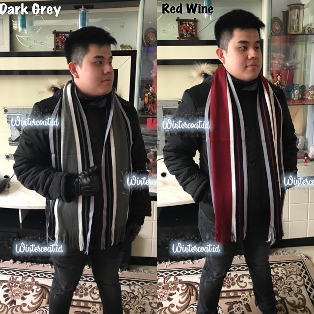 READY INDONESIA Syal Rajut Pria Men scarf winter cowok cashmere syal musim dingin panjang lipat