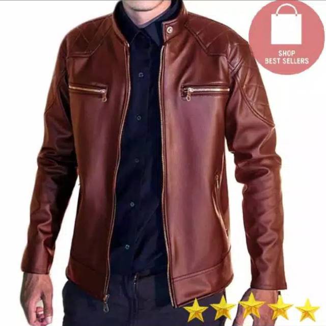 jaket semi kulit pria cowok keren elegan mewah murah