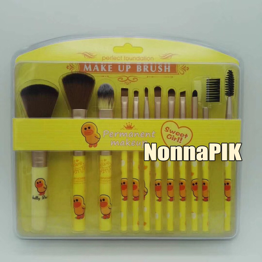 12 Buah Set Kuas Brush Profesional Komplit [ LINE SALLY OR BROWN DAN HELLO KITTY ]