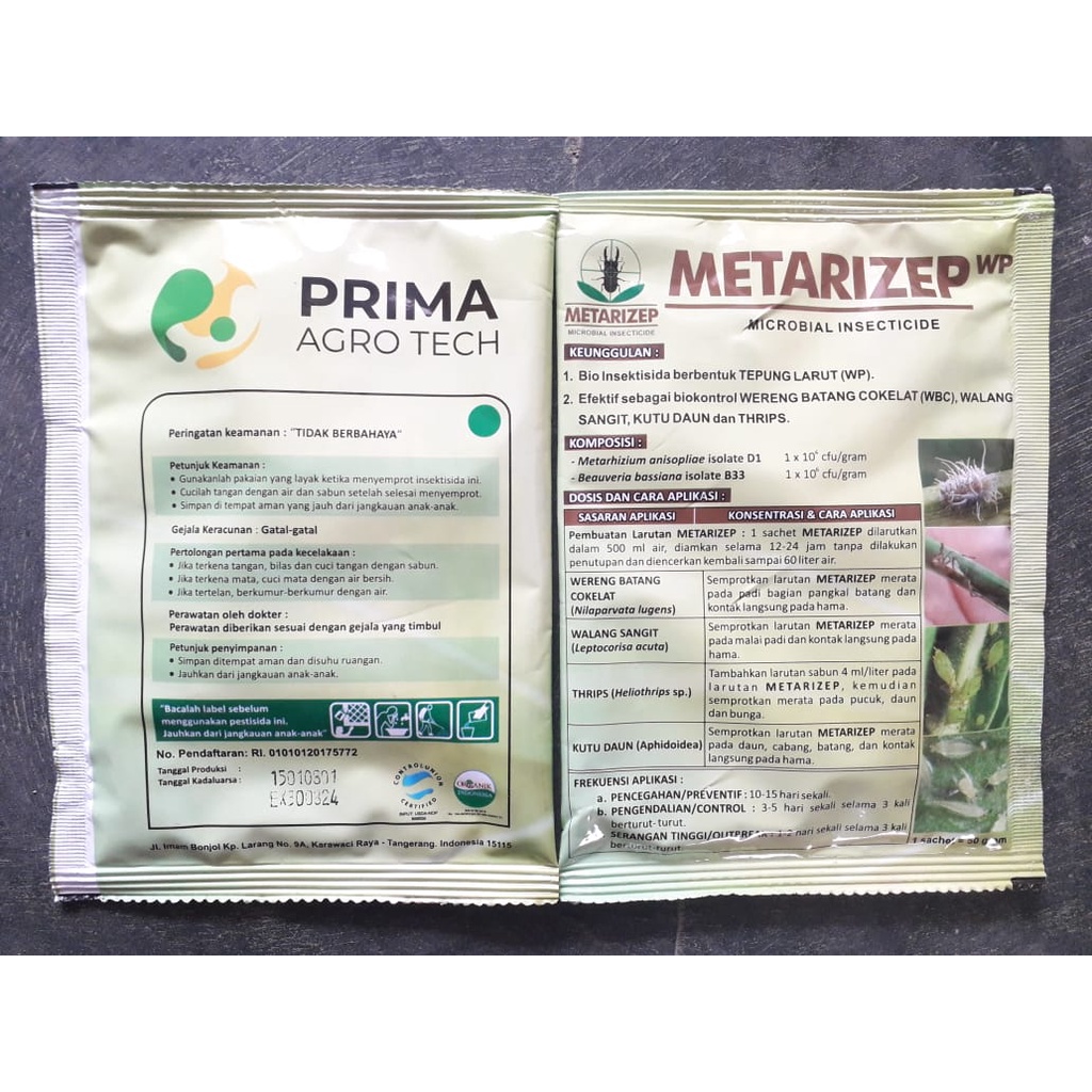 Metarizep Bio Insektisida. Membasmi Kumbang Tanduk, Wereng Coklat , kutu daun