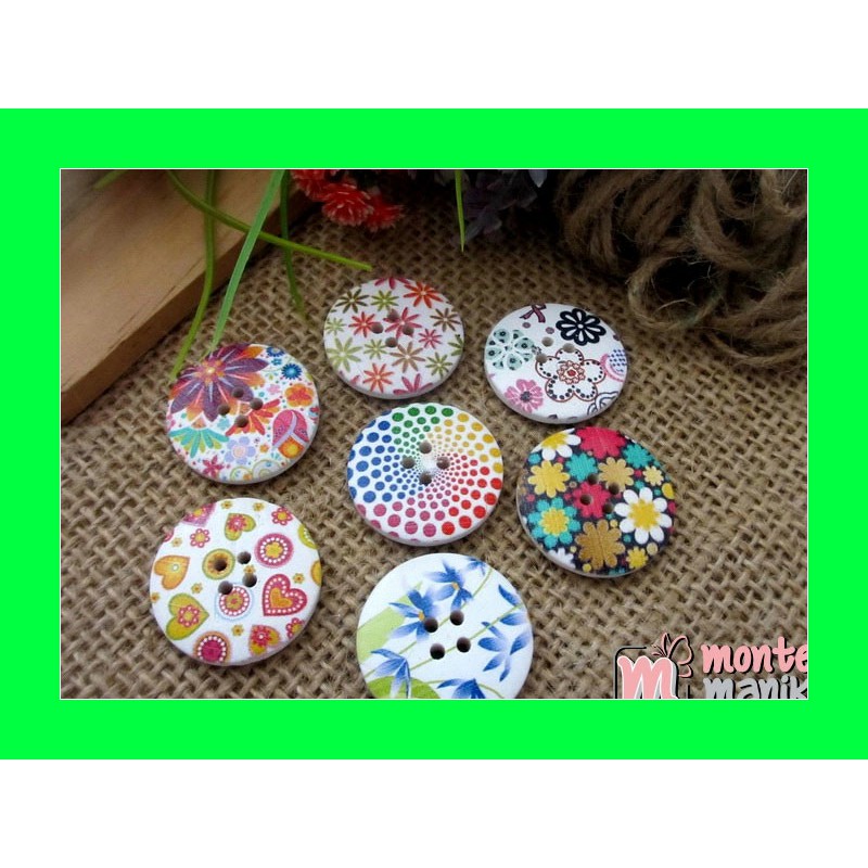 

Kancing Kayu Bulat Motif 2,5 cm KKN-032 Toko Craft