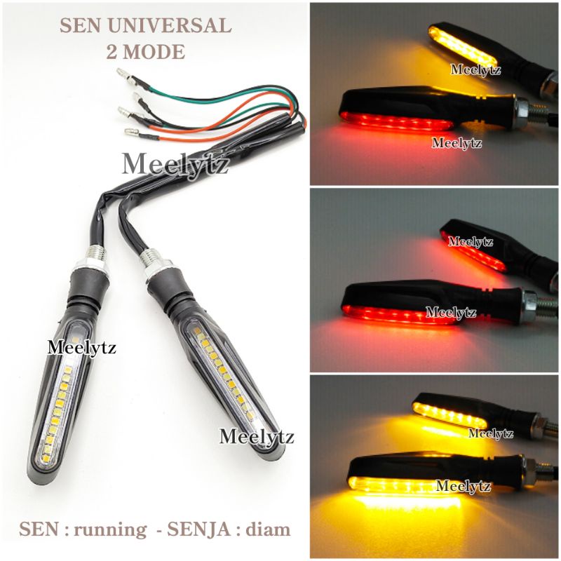 Lampu LED sein running sen 2 warna senja Merah sein Kuning model moge universal sport waterpoof