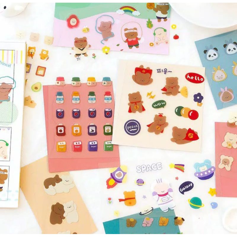 bear bear sticker lucu motif beruang bahan pvc dressing code journal sekolah 018