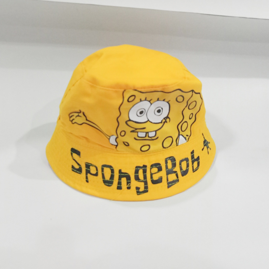 bucket hat topi anak SpongeBob SquarePants lucu si anak ceria fashion jalan-jalan berjemur murah