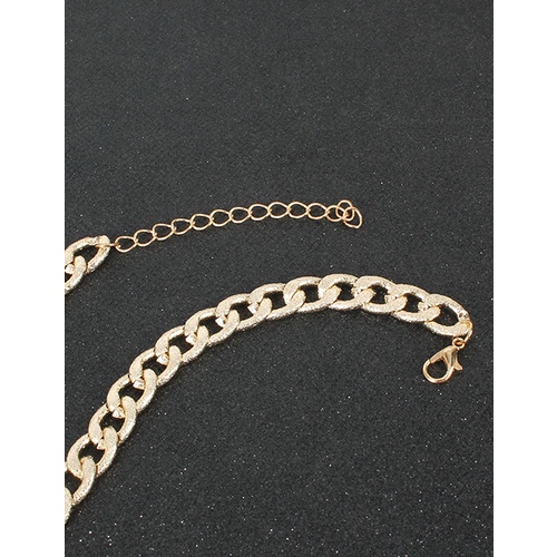 LRC Kalung Fashion Golden Short Frosted Metal Chain Necklace V52286