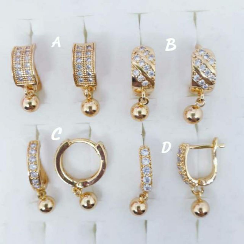 Anting jepit roda pentol xuping lapis mas♡TIN-9♡