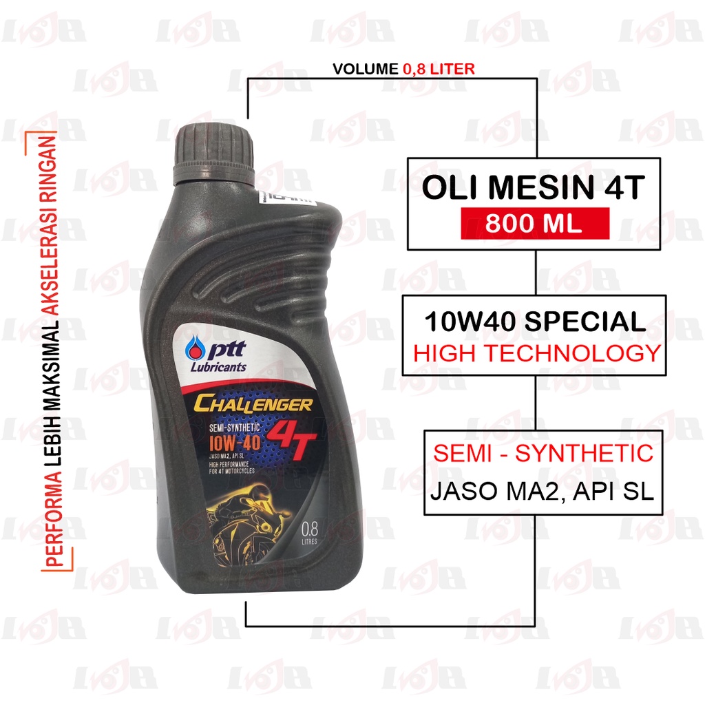 Oli PTT Challenger 800Ml Oli Mesin Motor Bebek 4T 0,8 Liter SAE 10W40 JASO MA2 SL Lubricants Synthetic