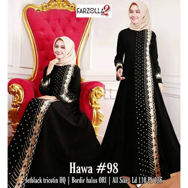 OK - COD GAMIS HAWA #98 BY FARZOLLA | ABAYA JETBLACK ORIGINAL | ABAYA JETBLACK JERSEY