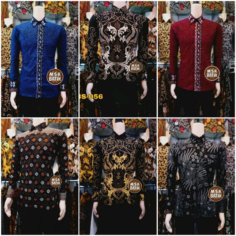 BSWART Batik HRB026 Kenongo Hem Pendek Padi Pekalongan M L XL Batik Pria MURAH Modern Grosir Batik