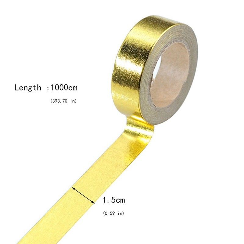 Selotip Washi Warna Gold untuk Scrapbook / Sekolah / Kantor