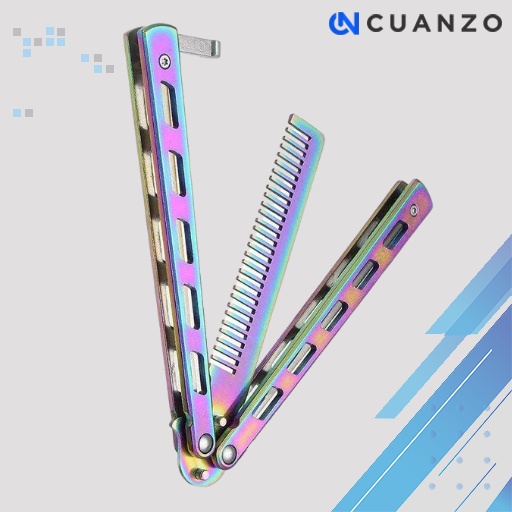 Sisir Besi Butterfly Balisong Training Knife / Sisir Balisong Hijau Multi Colour Lipat Benchmade Lat