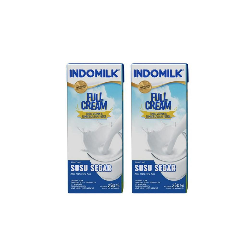 Promo Harga Indomilk Susu UHT Full Cream Plain 250 ml - Shopee