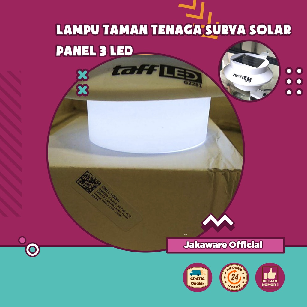 LAMPU TAMAN TENAGA SURYA SOLAR PANEL 3 LED KREATIF SINAR MATAHARI KEBUN HALAMAN PEKARANGAN MALAM OUT