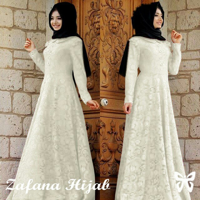 ZAFANA MUSLIM GAMIS MURAH WANITA LONG DRESS BRUKAT LENGAN 