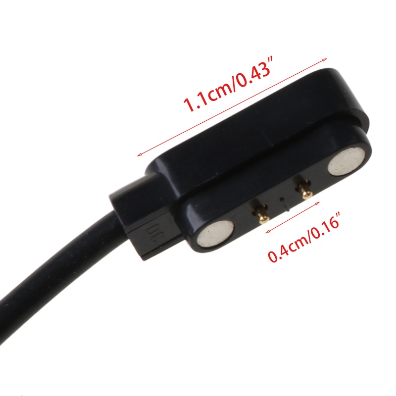 Zzz Kabel Charger Magnetik Warna Hitam Untuk Smartwatch 2 Pin Jarak 4mm