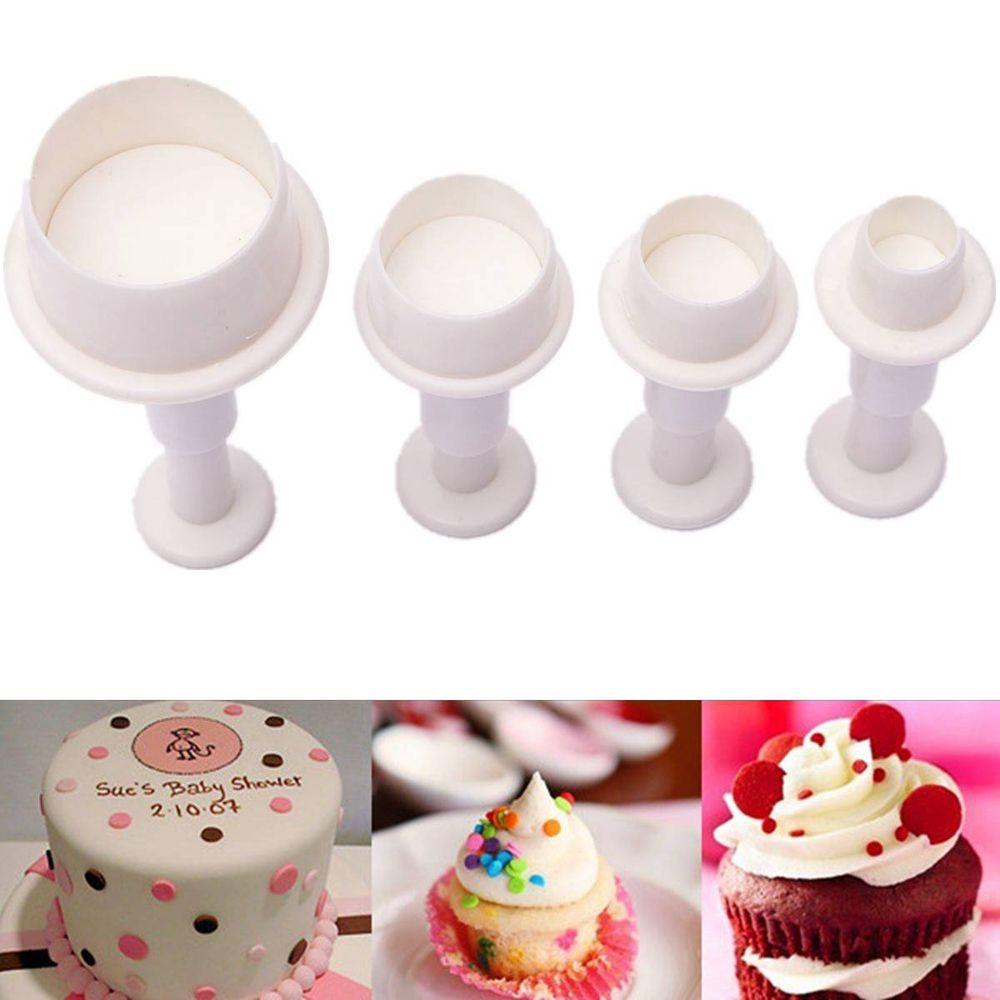 R-FLOWER 4pcs Cetakan Pemotong Kue Kering Cookie Praktis Dapur Plastik Baking Fondant Craft Decor