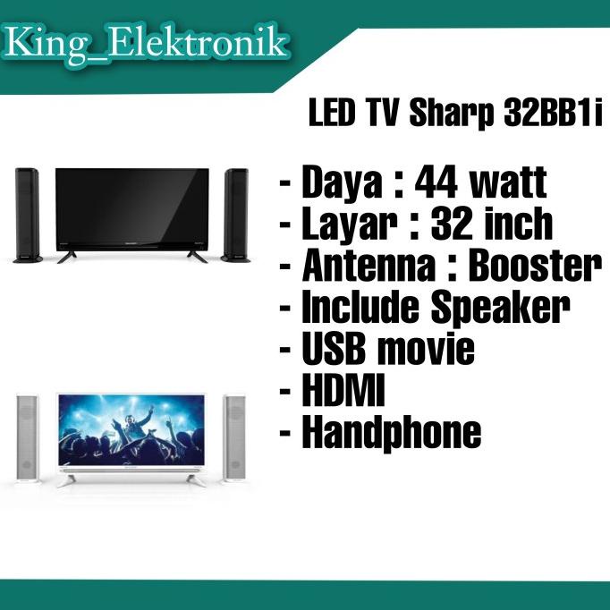 SHARP 2T-C32BB1i-TB LED TV - Hitam [32 Inch] INCLUDE SPEAKER ORIGINAL Termurah