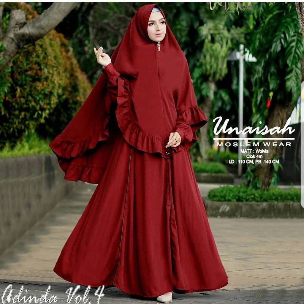 Dress Muslim MUrah/Terbaru/ADINDA SYARI MAROON AQ001/Best Seller