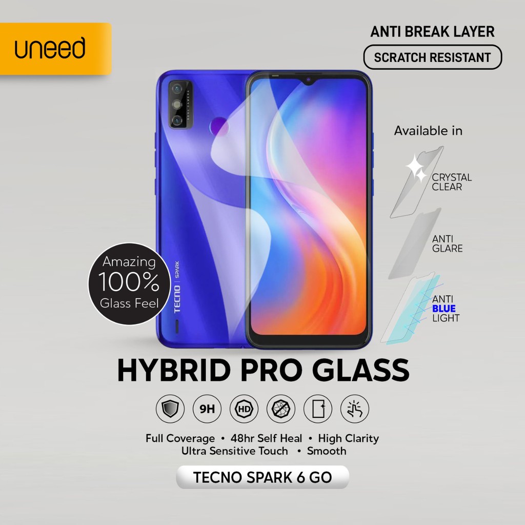 UNEED Hybrid Pro Anti Break Screen Protector Tecno Spark 6 Go Full Cover