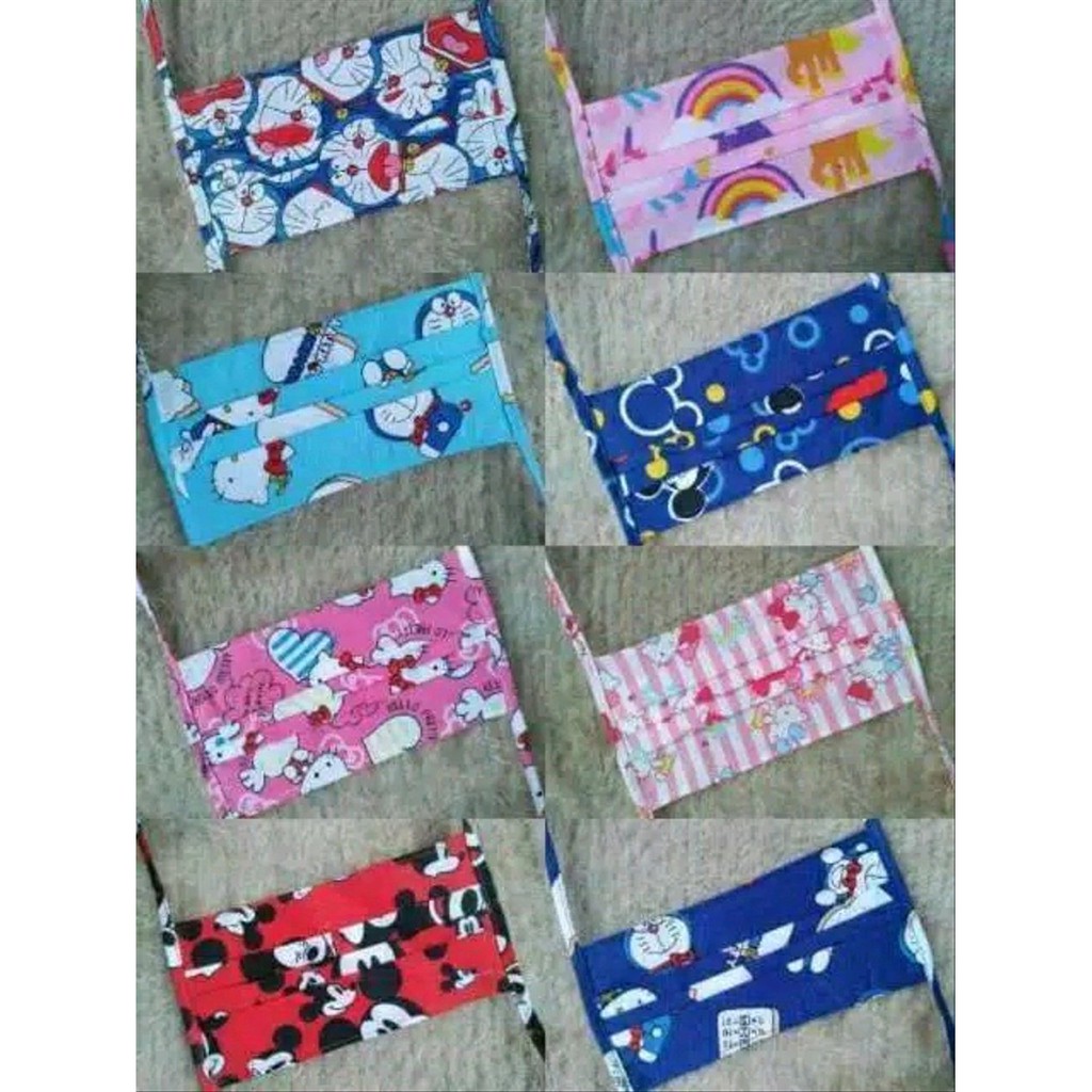 [MKH01] Masker Kain Hijab Karakter Murah Meriah - Motif Random / Masker Hijab Tali