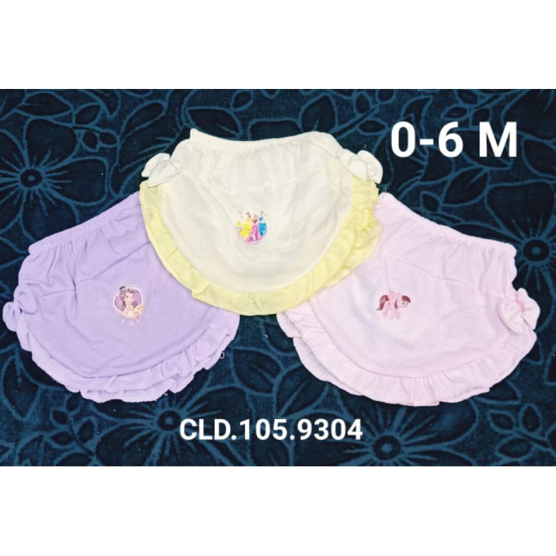 Celana dalam rok bayi perempuan 0-12 Bln Pita Berenda Princess isi 6 pcs Lucu  Celana Segitiga Bayi