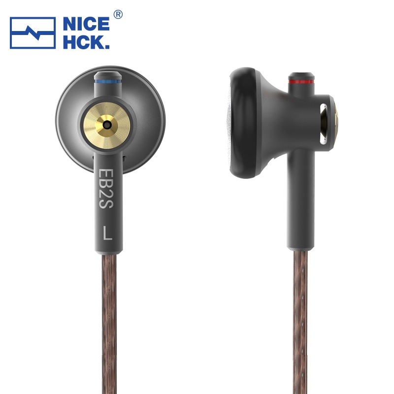 Nicehck EB2S Headset Kabel 3.5mm HIFI 15.4mm LCP Diafgram Kepala Datar Bahan Metal