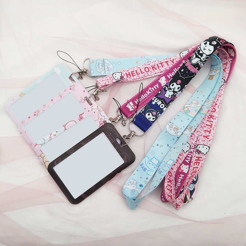 Hello Kitty Ponsel Strap Dengan ID Badge Holder Leher Lanyard Untuk Ponsel Case ID Card Case Dapat Dicuci Dan Tahan Lama Aksesoris Selempang