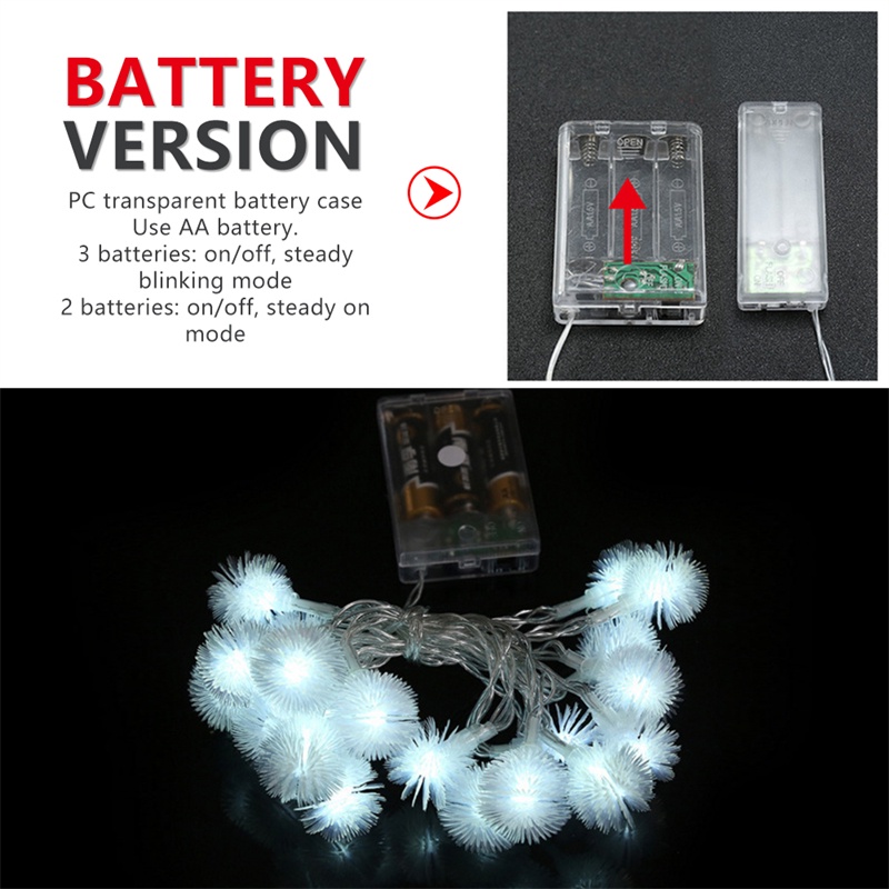 Tk Lampu String Led 1.5m / 2m Bentuk Bola Salju Dandelion Untuk Dekorasi Natal