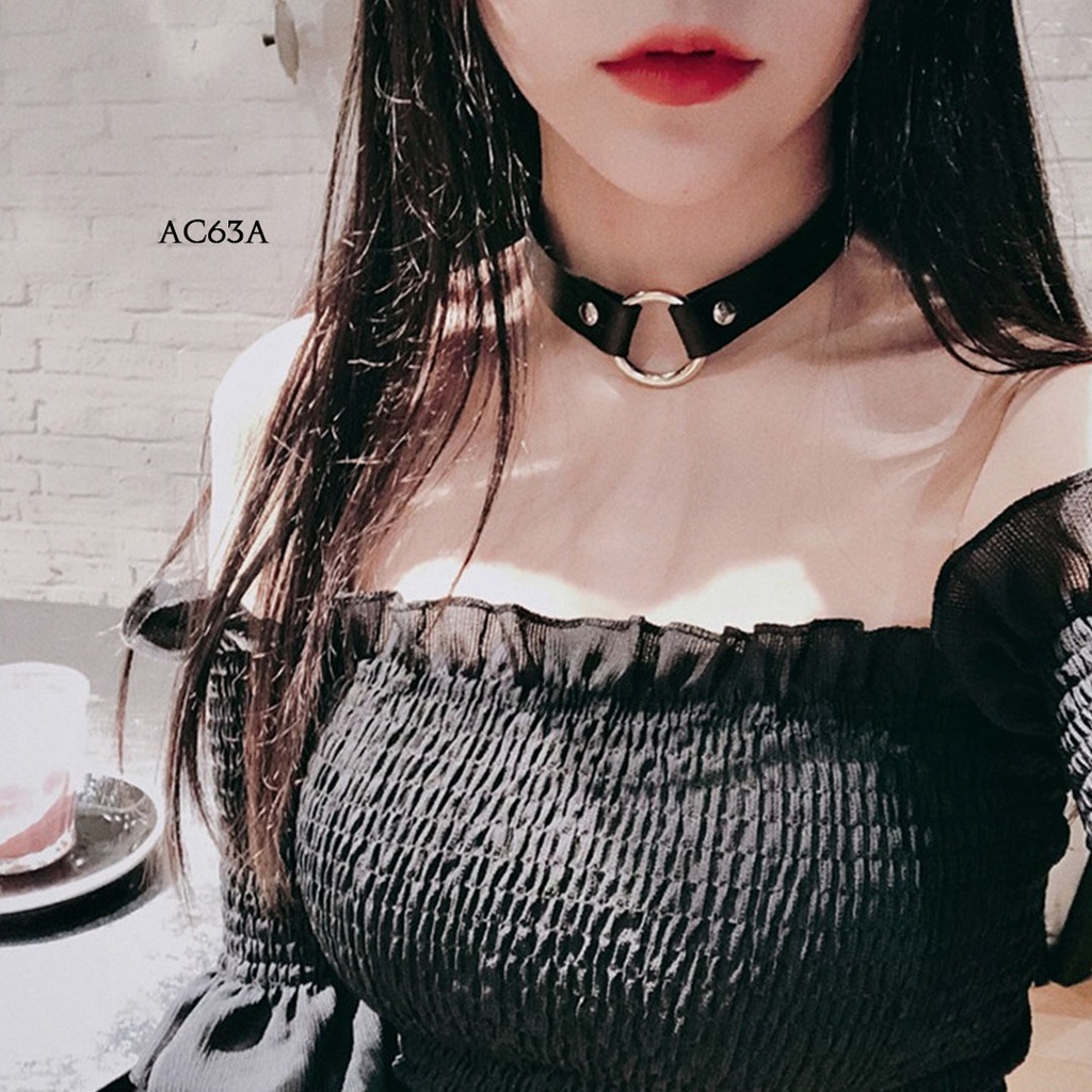 [PRODUK BARU] KALUNG CHOKER HITAM BENTUK BULAT AC63A