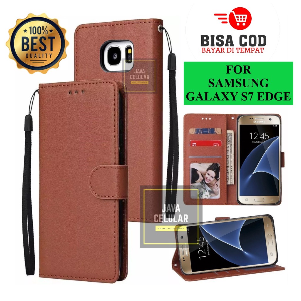 Samsung Galaxy S7 EDGE - Flip Wallet Case Kulit - Casing Dompet Case Wallet Leather Flip Case Samsun