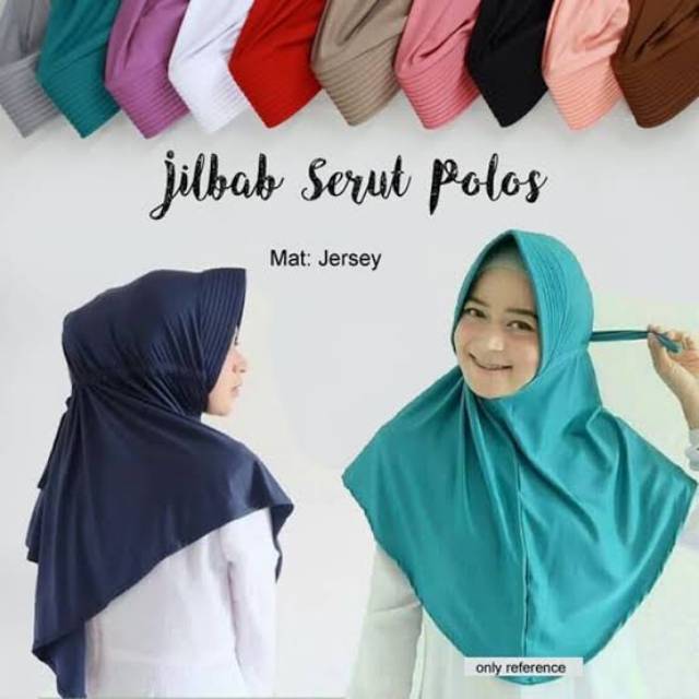 jilbab instan serut polos/ jilbab serut jokowi murah / JILBAB SERUT